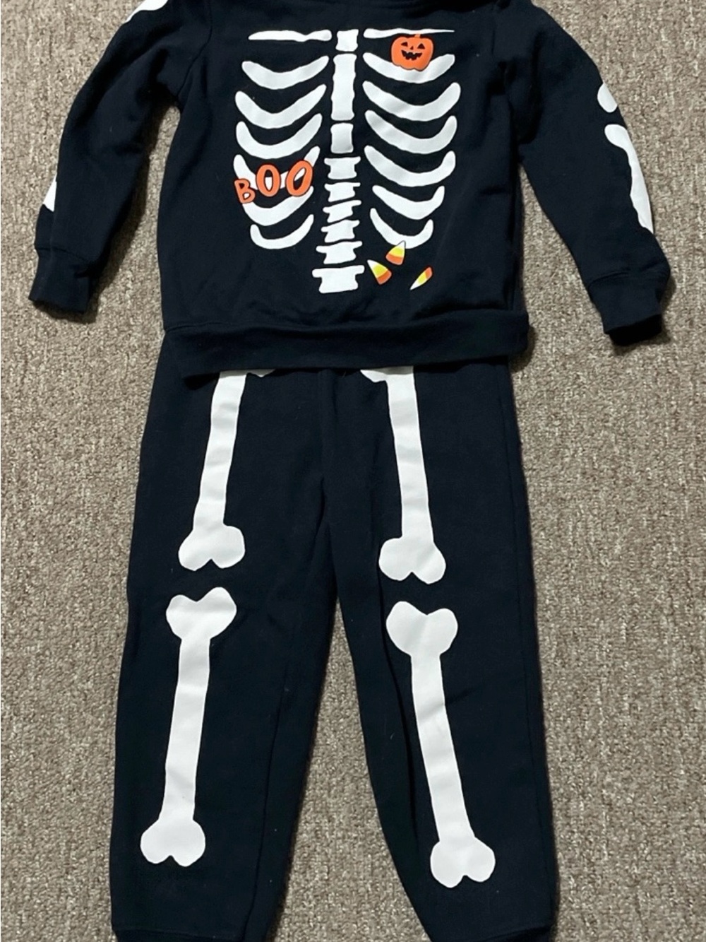 Carters 4T Kids Skeleton Halloween Costume Hoodie And Pants Set
